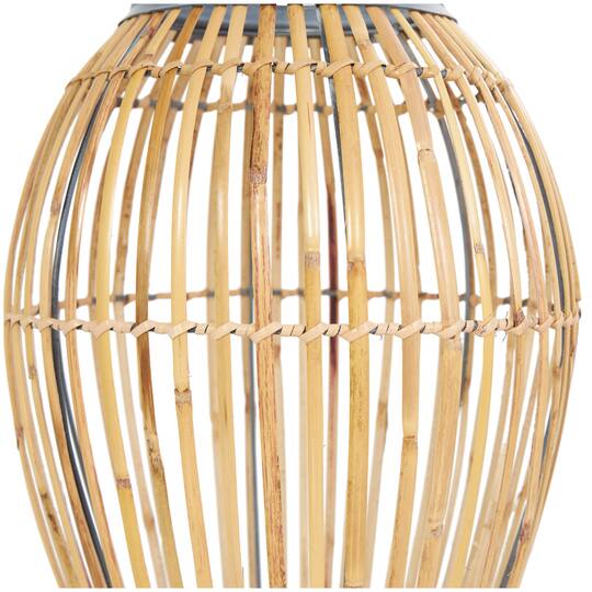16" Brown Bamboo Handmade Open Frame Vase with Blue Metal Accents
